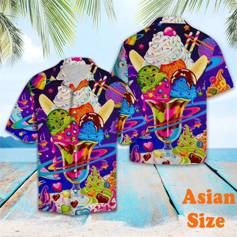 Popular Prints Graphic Hawaii Shirt For Men Women Capybara Sushi Ice Cream Donut Graphic Shirts Fashion Trend Summer New Blouse