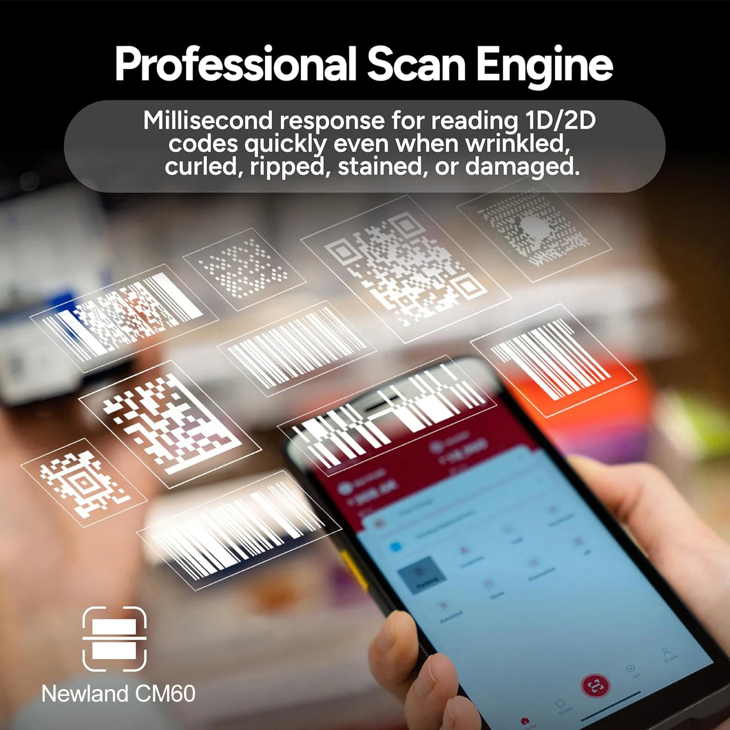 T60 5G WIFI-6 الكمبيوتر المحمول المحمول أندرويد 15 محطة البيانات ماسح الباركود المساعد الشخصي الرقمي مع شاشة 6 "نيولاند CM60 4 + 64 جيجابايت IP67