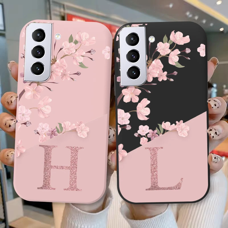 For Samsung Galaxy S21 S 21 FE S21 Plus Phone Cover Pink Letters Cute Flowers Pattern Soft Silicone Funda For Samsung S21 Ultra