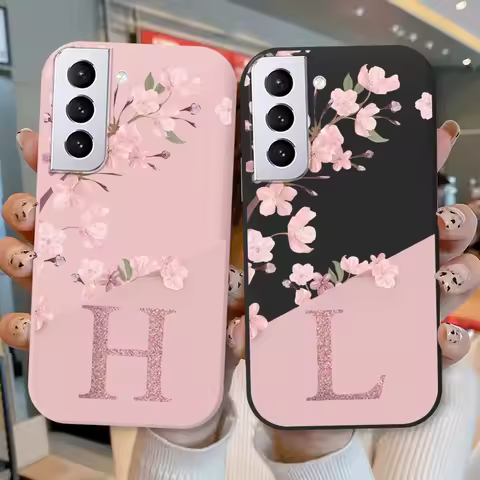 For Samsung Galaxy S21 S 21 FE S21 Plus Phone Cover Pink Letters Cute Flowers Pattern Soft Silicone Funda For Samsung S21 Ultra