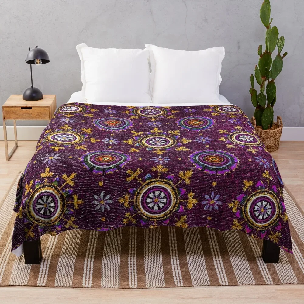 RAVENNA BYZANTINE MOSAICS,STARS,PURPLE BLUE STARRY NIGHT Throw Blanket Cute Soft Big Blankets Sofas Of Decoration Quilt Blankets