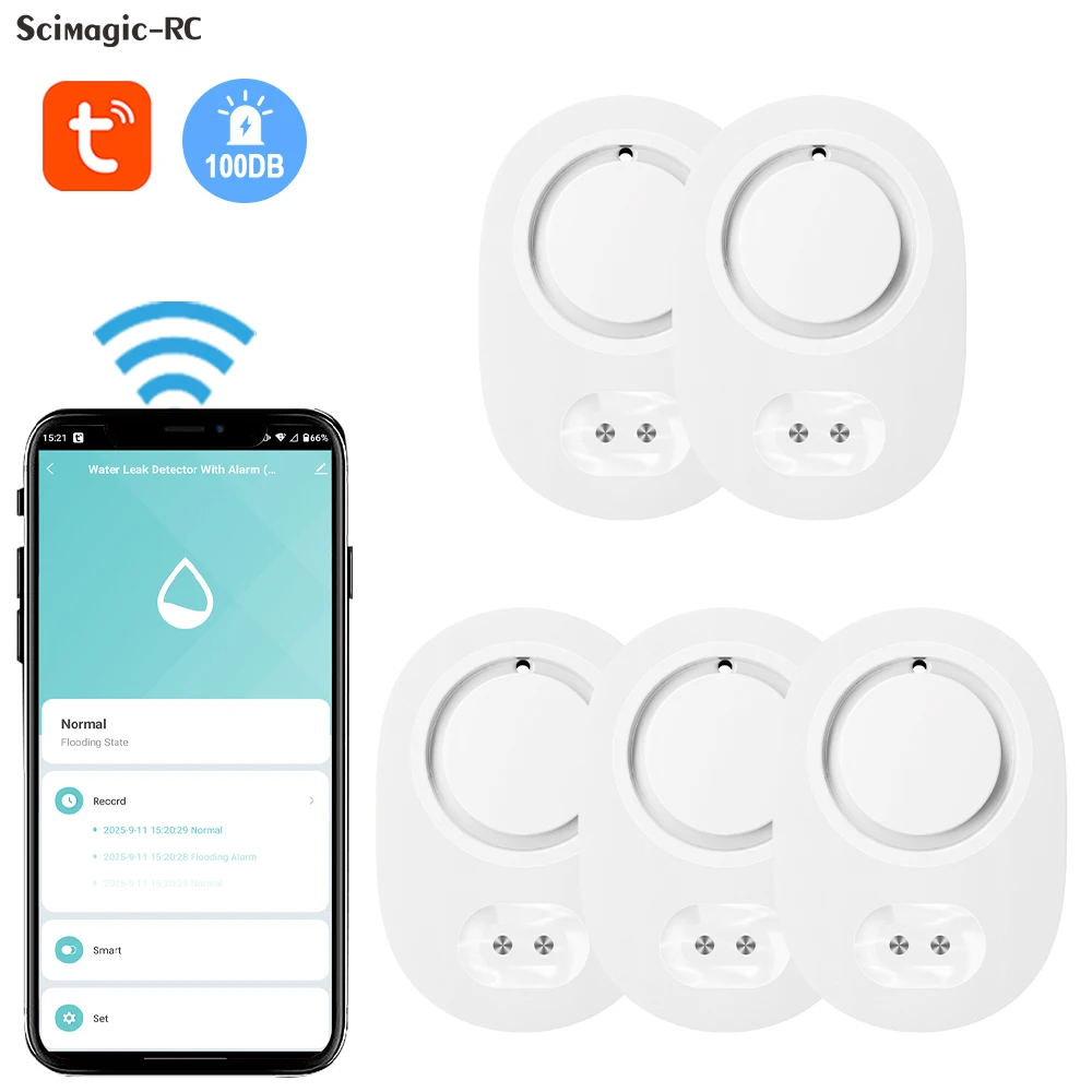 

1-10 шт. Wi-Fi Tuya датчик утечки воды детектор утечки воды со звуковой сигнализацией 100 дБ и IP66 водонепроницаемый датчик воды удаленный монитор