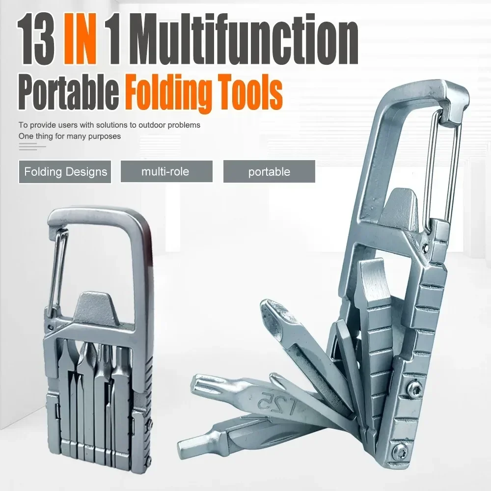 2024 Outdoor 13 in 1 Multifunction Stainless Steel Tool Combination Fold Tool Corkscrew Screwdriver Wrench Knife Knife Keychain