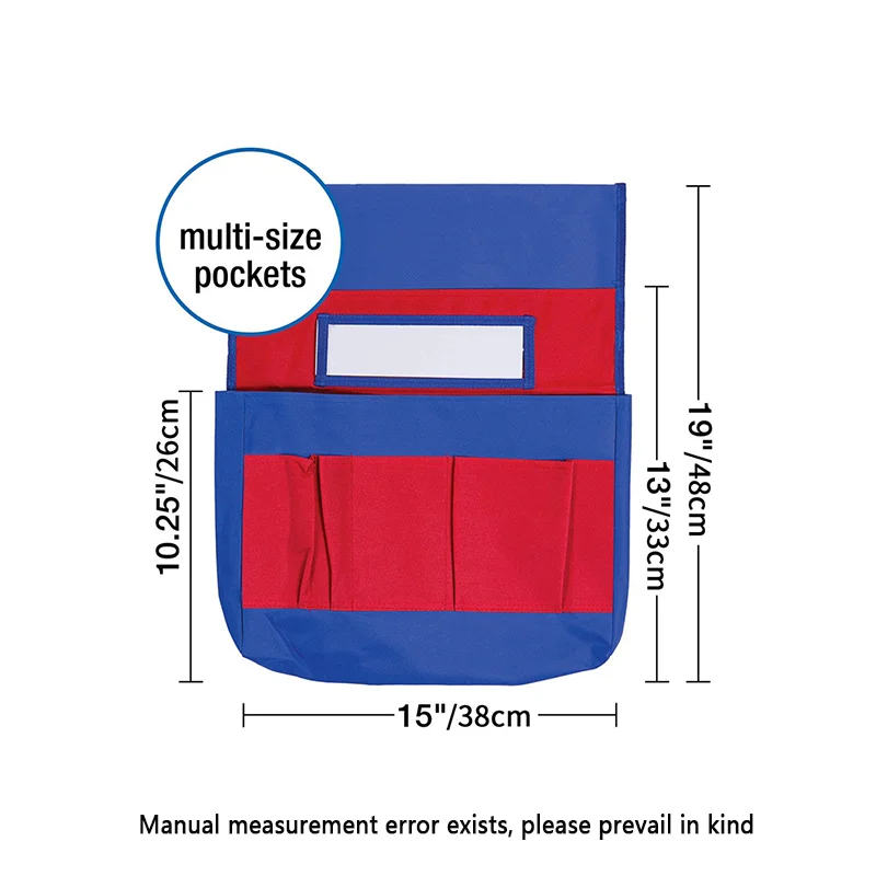 1pc Chair Back Hanging Bag (Red/Yellow) Chair Back Storage Bag with Name Tag Pocket Chair Back Storage Bag Seat Storage Bag image 4