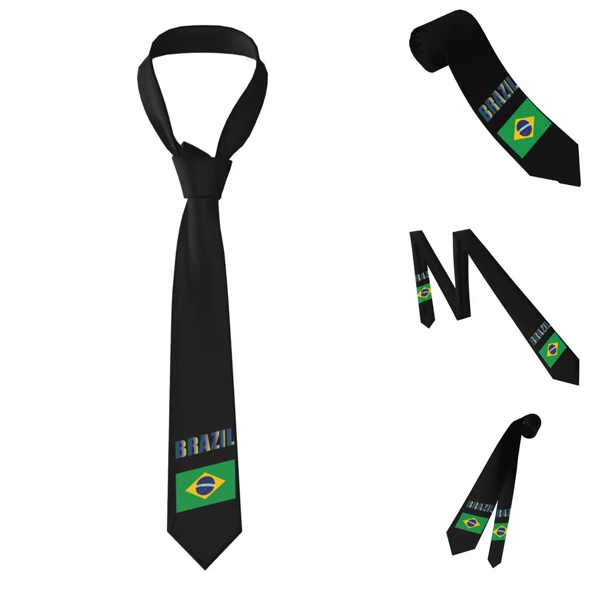 Brazil Flag For Fans Necktie for Men Silk Polyester 8 cm Neck Ties Party Business Tie Casual Gravatas