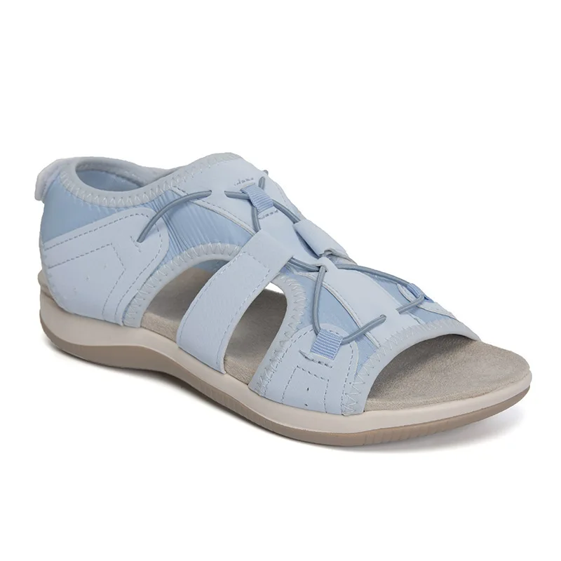 Damen Sandalen Sommer neue runde Kopf atmungsaktive lässige Sandalen große flache Strands andalen Frauen Zapatos de Mujer – Detail 2
