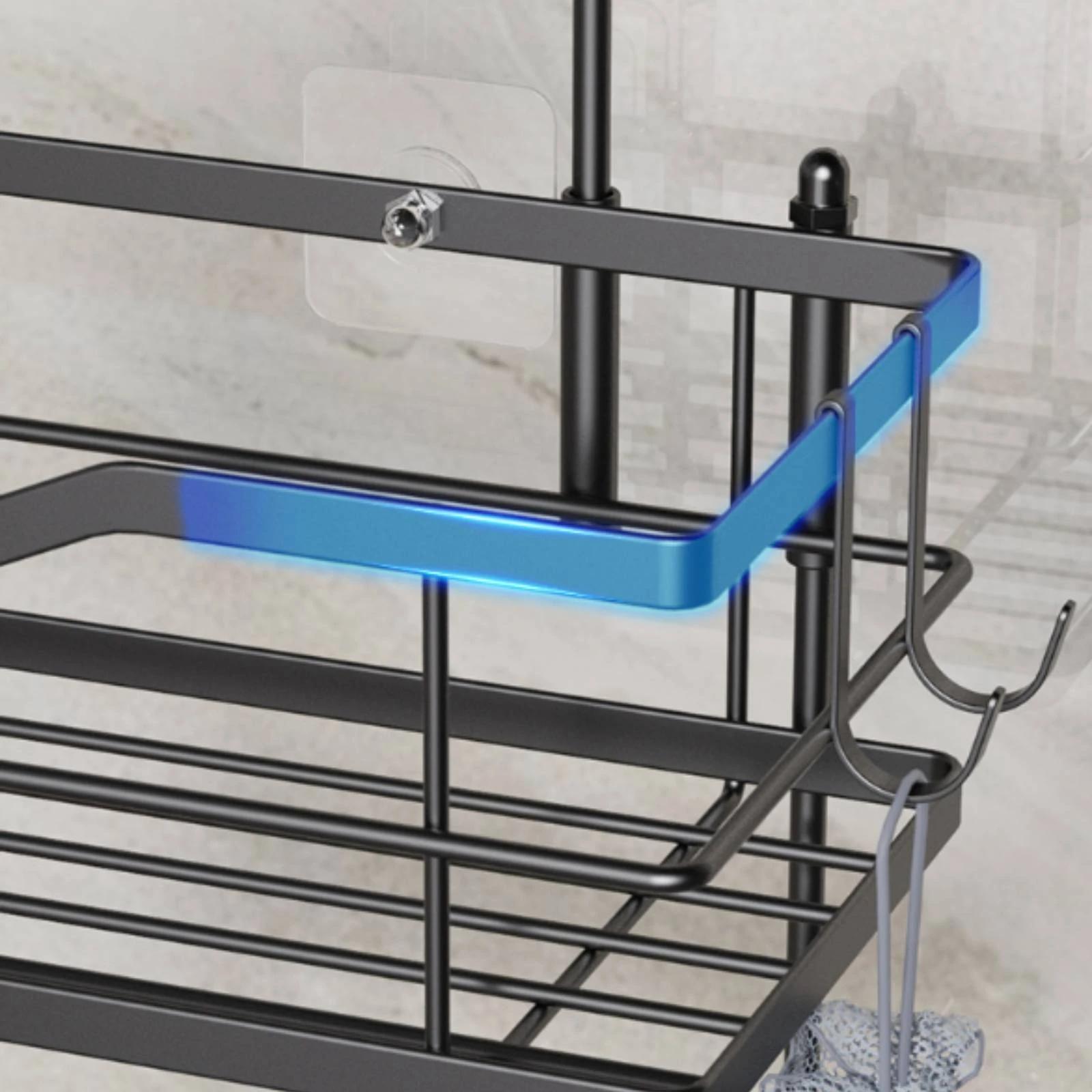 Over-the-Door Organizer with Hooks Metal over-the-Door Rack Shower Rack with Hooks Easy to Install Hanging Shower Organizer