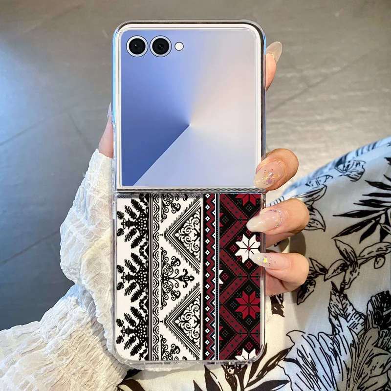 Vintage Totem Muster Handyhülle für Samsung Galaxy Z Flip7 Flip6 Flip5 Flip4 Hard PC Folding Cover für Galaxy Z Flip 7 6 5 4 5G