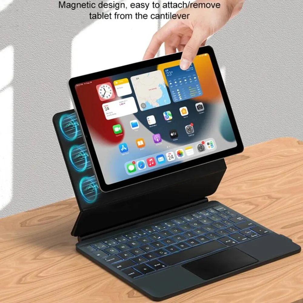 Funda de teclado mágico para iPad Mini 7, soporte voladizo flotante, Trackpad multitáctil, funda con teclado retroiluminado para iPad mini6 A2568