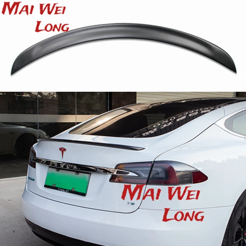 Rear Trunk Wing Spoiler For Tesla Model S Sedan 60 70 75 85 90 D P85d P90d P100d 2012-2017 Matt Gloss Carbon Fiber Boot Spoiler