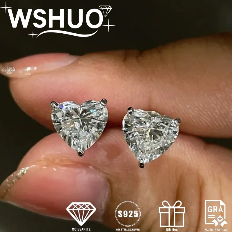 

2/4//8cttw Moissanite Drop Earring Heart Cut Women Luxury Quality Lab Diamond S925 Sterling Silver Fine Jewelry GRA Certified