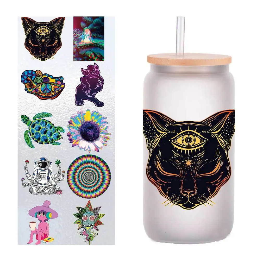 

10 PCs/Pack of colorful fantasy series UV transfer stickers Crystal label Cup stickers customized four inches