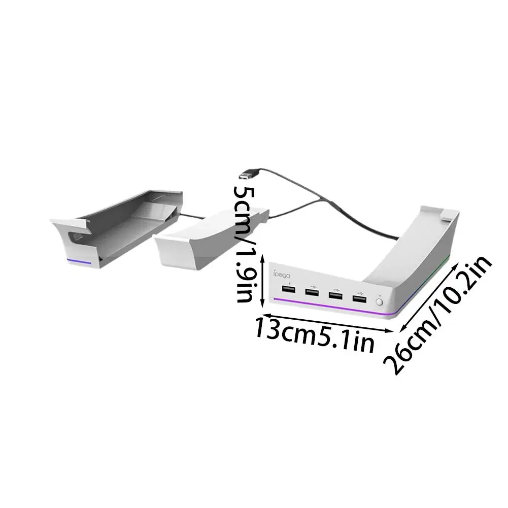 Horizontaler Ständer für die PS5 Pro-Versionskonsole mit digitalem und optischem Laufwerk, 14 Lichtmodi und 4 USB-Hubs, Aufbewahrungsständer