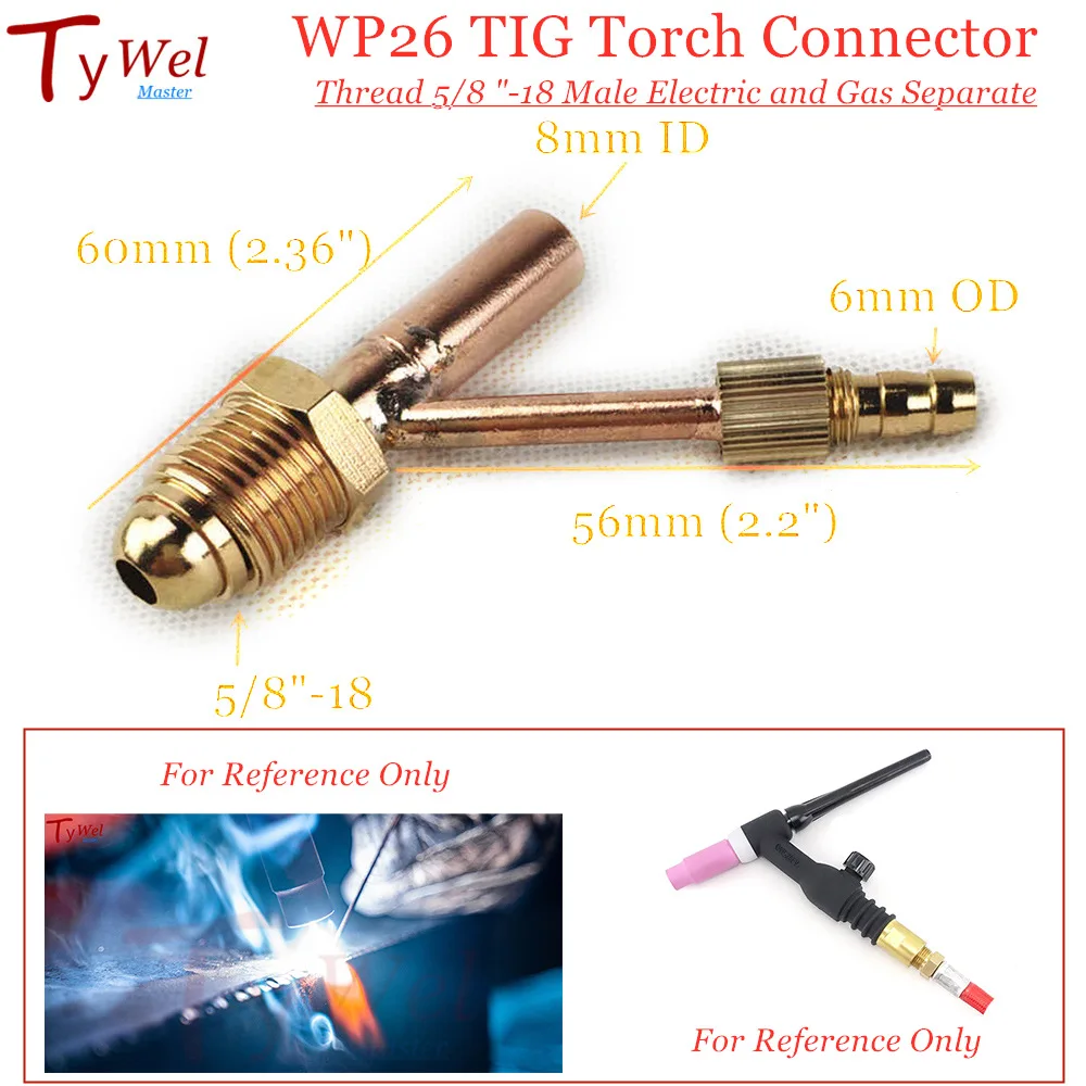 

WP26 TIG Torch Connector Thread 5/8 "-18 Male Electric and Gas Separate for Cable Fitting WP-26 Series Welding Gun Separator