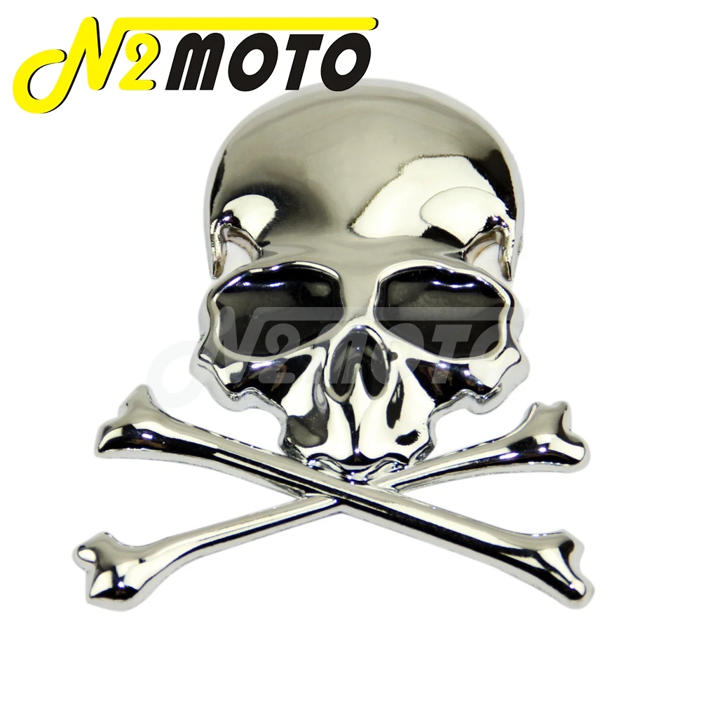 Motorcycle Skull Skeleton Crossbones Sticker Car Body Trunk Tailgate Decals For Harley Honda Yamaha 3D Skulls Cross Bones Paster