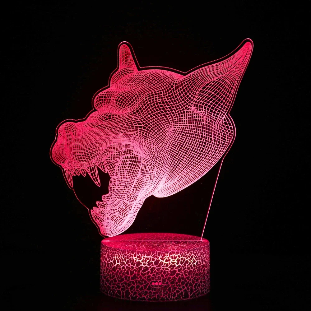 Nighdn Wolf Night Light for Kids Acrylic LED 3D Illusion Lamp 7 Color Change Christmas Birthday Gift for Boys Room Bedside Lamp