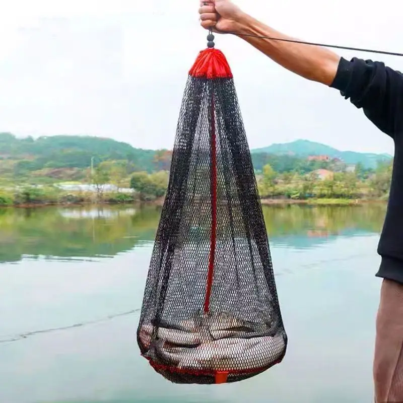 Mini Portable Fishing Bundle Mouth Fish Net Bag Mesh Oxford Fish Cage Fishing Net Bag Foldable Fishing Basket Fish Cage 0.5-2m