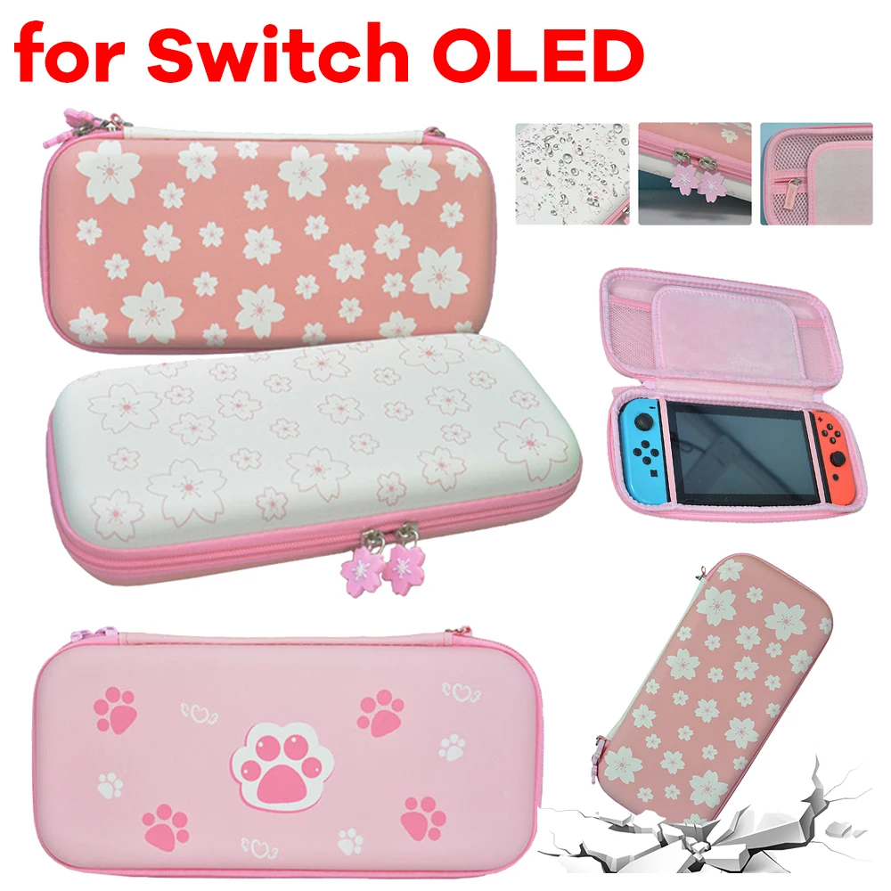 Sakura Protective Case EVA Cute Hard Anti-Scratch Carrying Case Anti-Drop Portable Storage Bag for Nintendo Switch OLED Console