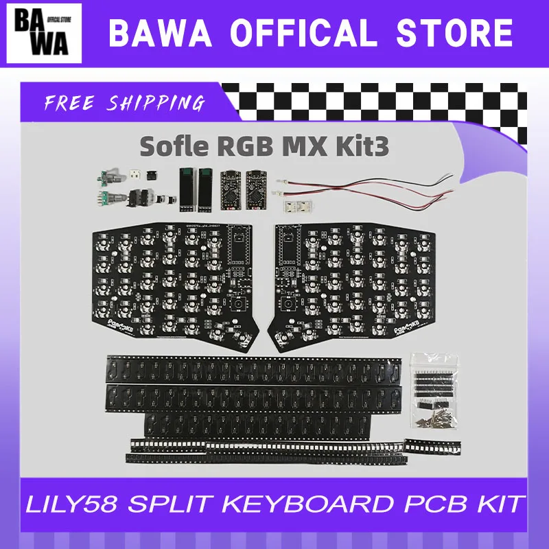 Lily58 Split Keyboard Pcb Kit Diy Customized Open Source Split Keyboard Accessory Support Rgb Mx Wireless/Wired Hot-Swap 58keys