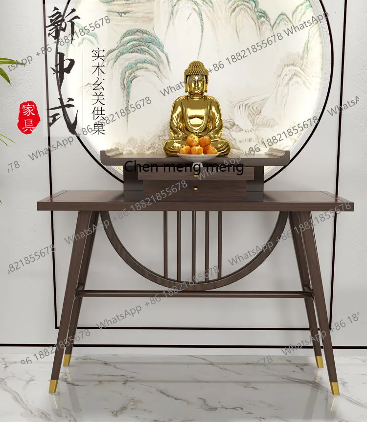 

New Chinese Style Solid Wood Altar Altar Domestic Buddhist Hall Table Buddha Table Simple Black Walnut Sets of Cabinets