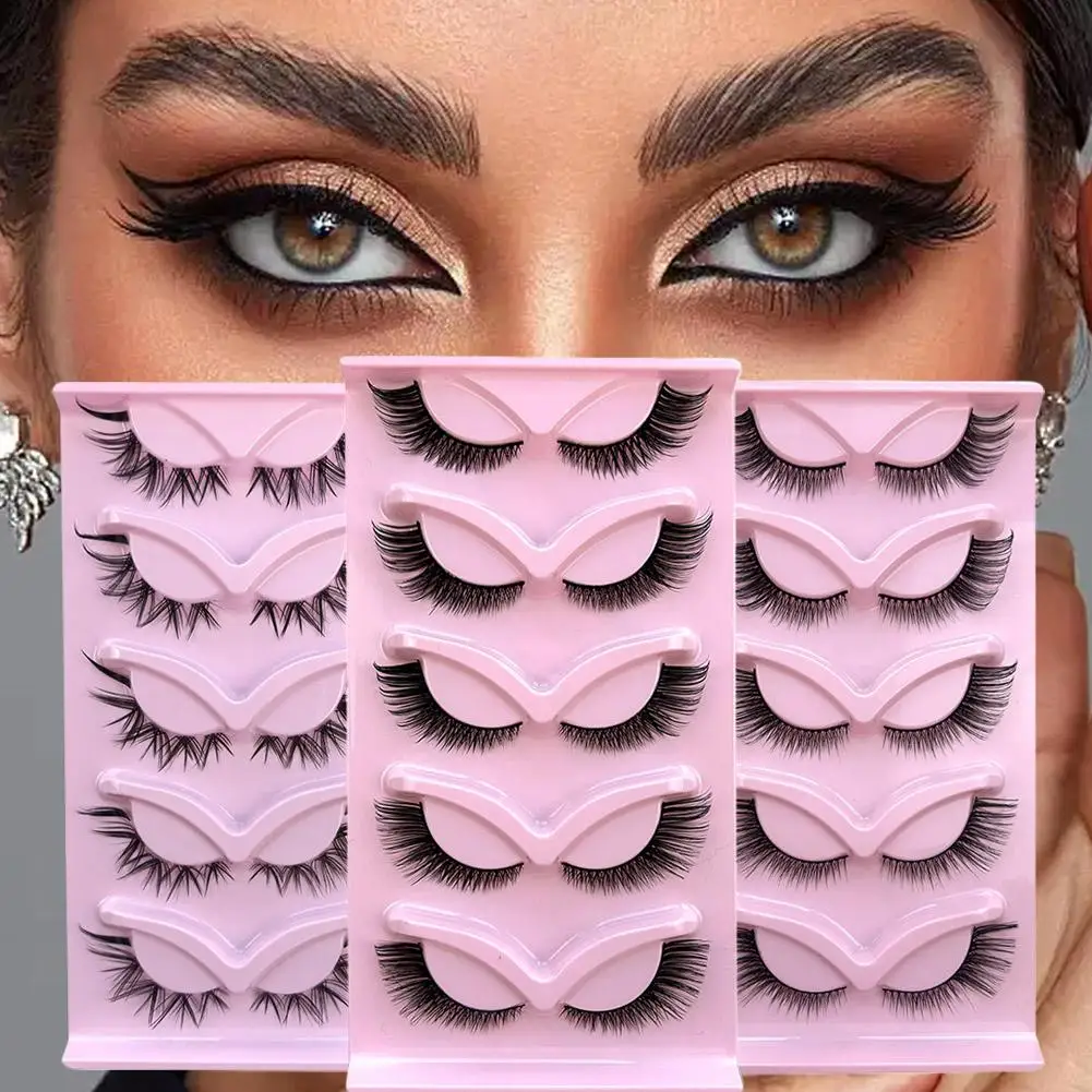 Cílios postiços quentes cílios de gato fofos 3d vison cílios finos falsos reutilizáveis cílios naturais banda volume invisível leve v9t0