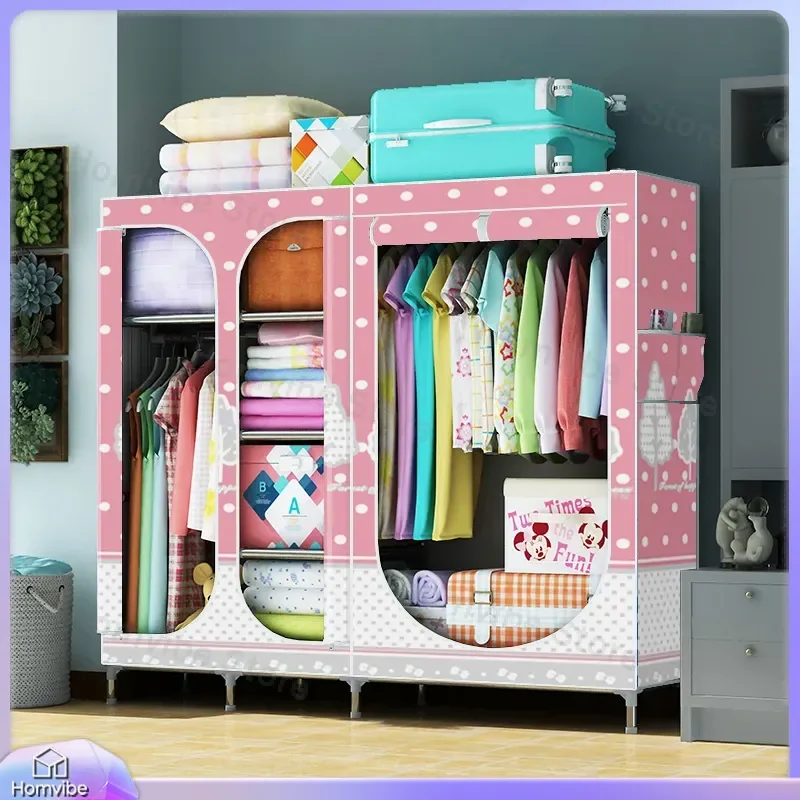 Large Fabric Wardrobe Steel Frame Thickened Reinforced Simple Closet Fully Enclosed Dustproof Storage Organizer Furniture