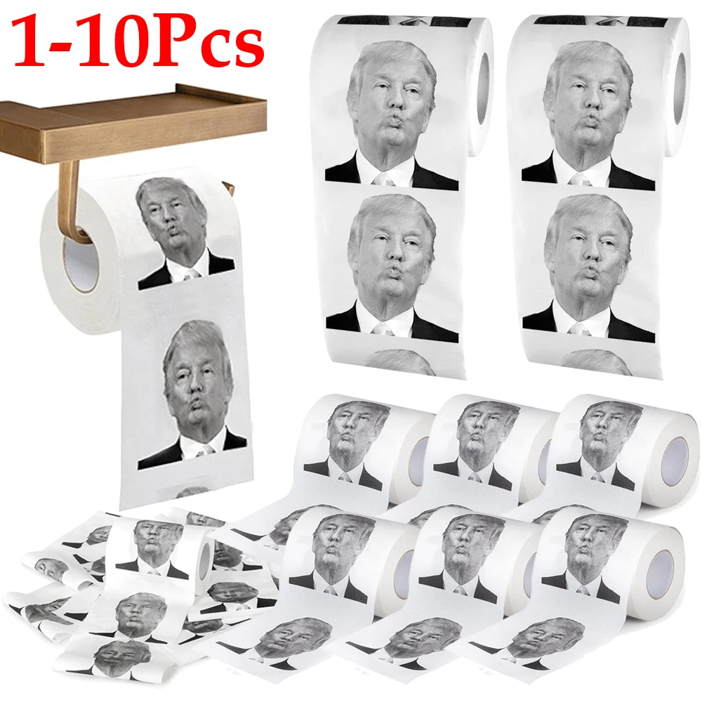 10-1Rolls Donald Trump Pattern Toilet Paper Roll Novelty Gift Bathroom Paper Towel FunnyHome Paper Prank Joke Napkin Gift