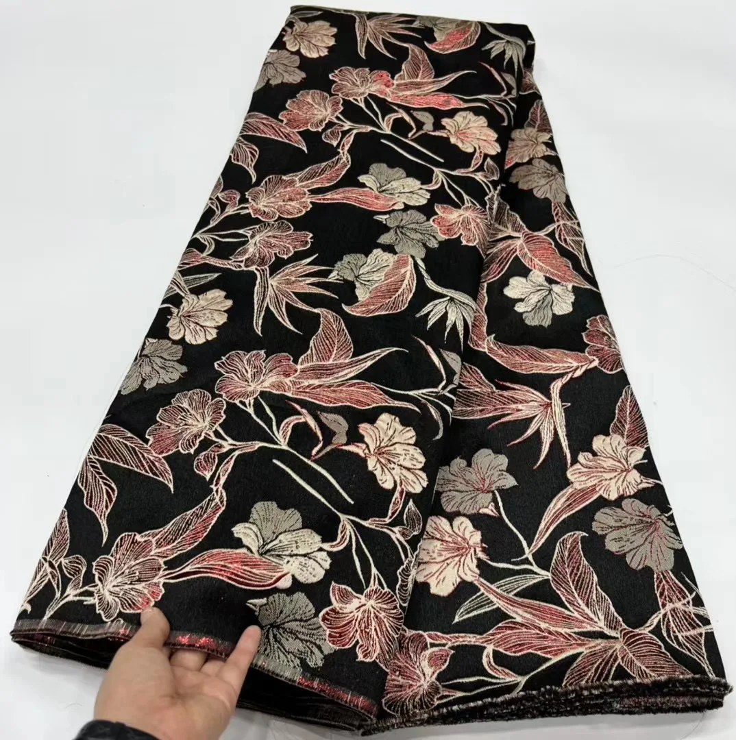 

5 Yards African Brocade Jacquard Fabric New Damask Fabric Material Nigerian Lace Fabric 2023 High Quality Clothes Lace Sewing HD