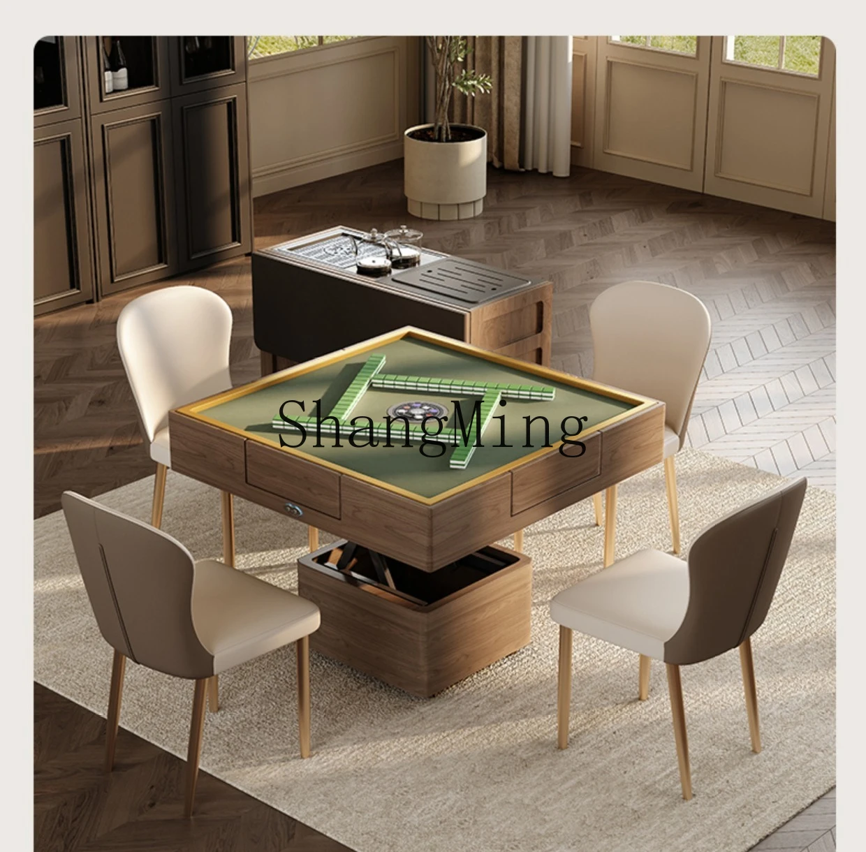 ZYY Mahjong Table Lifting Coffee  Folding Dining Table Integrated Two Household Small Apartment Table