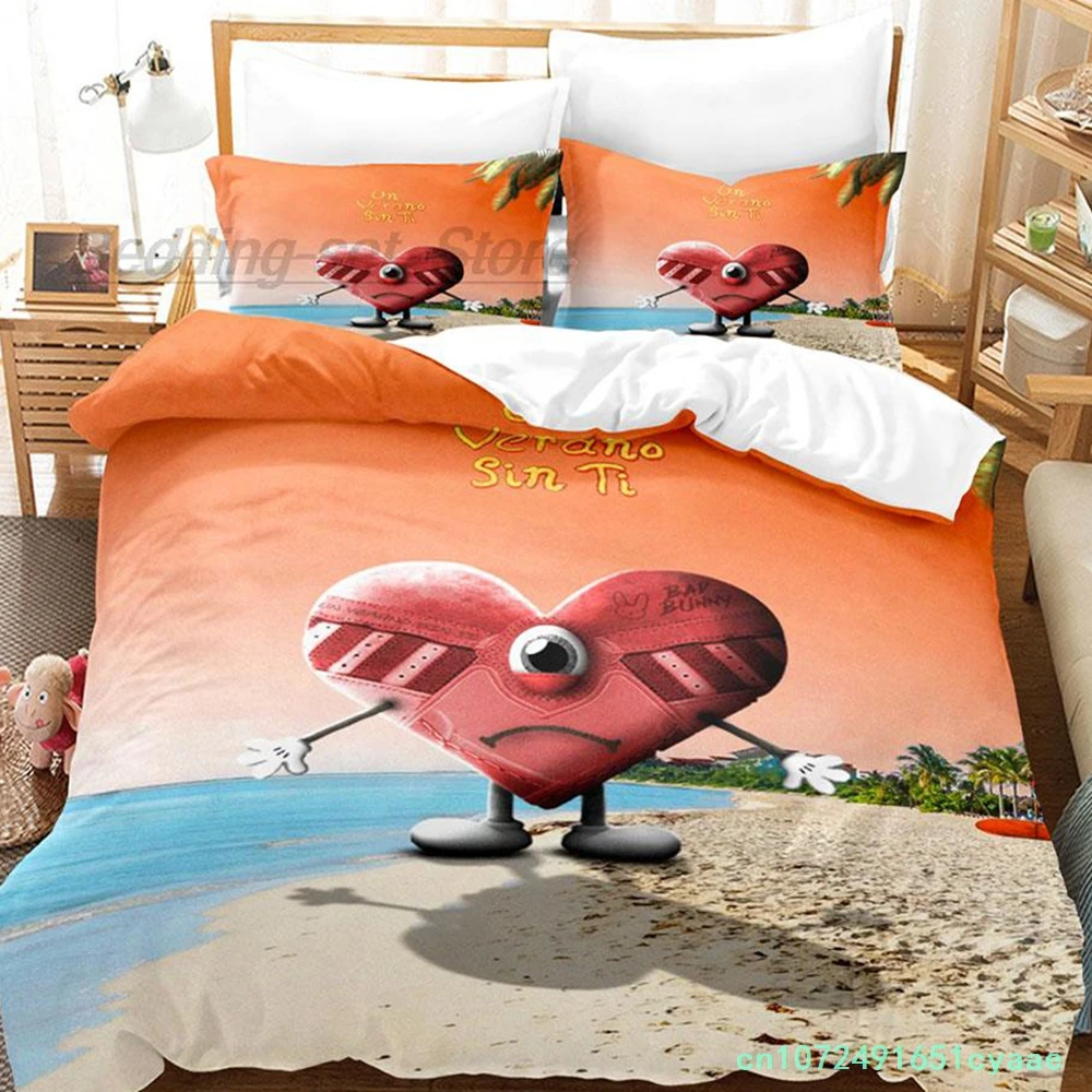Bad Bunny UN VERANO SIN TI Bedding Set Single Twin Full Queen King Size Bed Set Aldult Kid Bedroom Duvetcover Sets 3D Print 이불