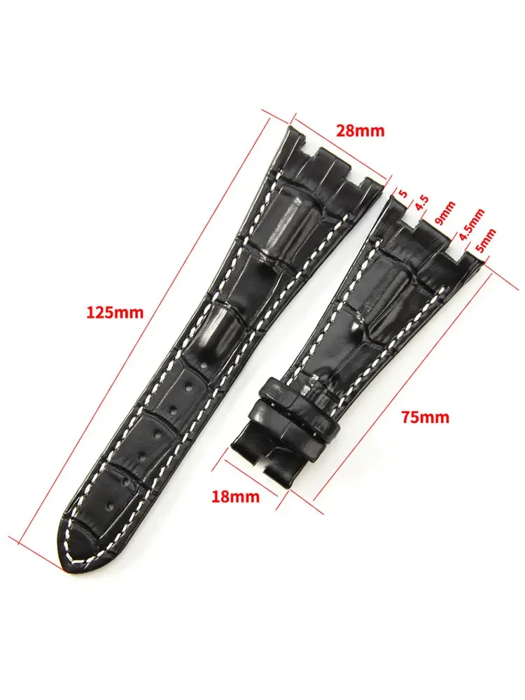 Double-Notch Watch Strap for AP Aibi Royal Oak Series Waterproof Sweatproof Watch Band 28mm Special Leather Watch Chain for Men