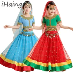 Indian Princess Jasmine Belly Dance Costume for Kids Arabic Dress UP Bollywood Halloween Cosplay Party Stage Bellydance Outfit