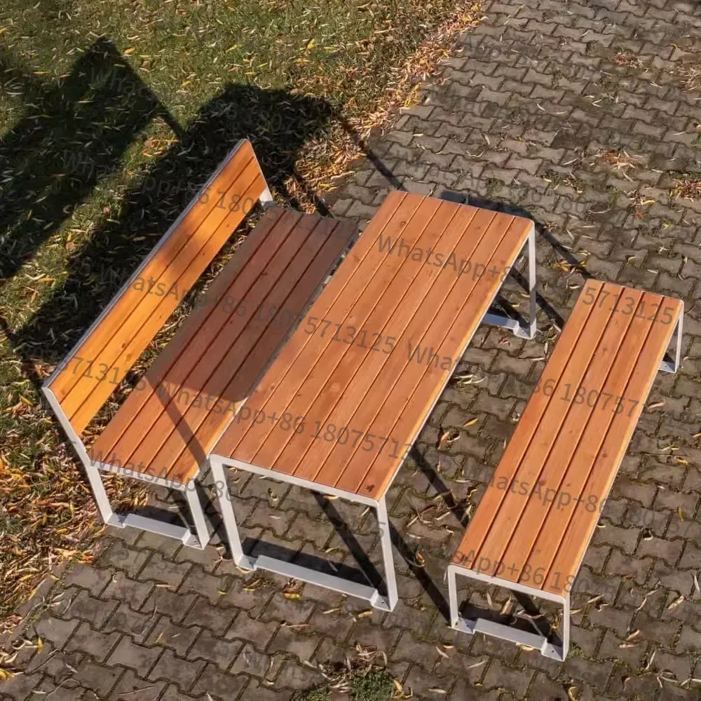 

X36 Balcony Leisure Sunscreen Long Dining Table And Chairs Outdoor Park Preservative Wood Table