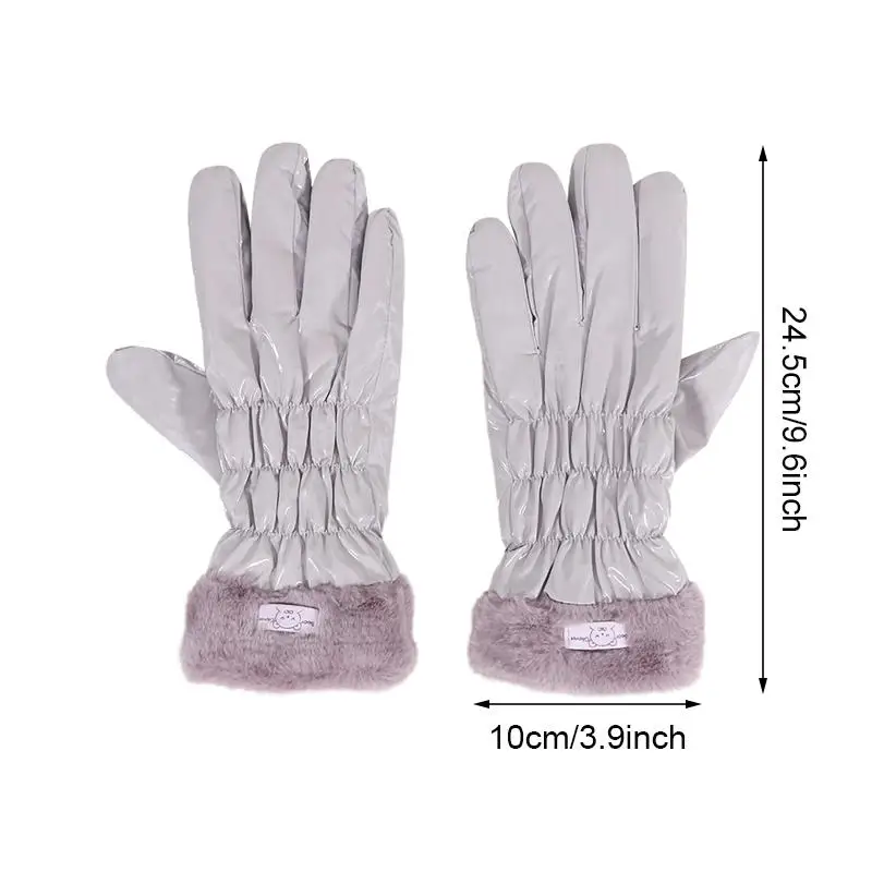 قفازات تزلج دافئة لمنع البرد والثلج للنساء شتاء قطيفة مقاومة للماء تعمل باللمس لركوب الخيل في الهواء الطلق وتسلق الجبال