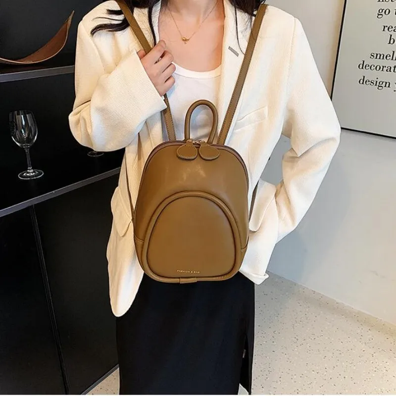 Women's Backpack Pu Sewing Thread Texture Solid Color Vertical Square Versatile Small Bag Shoulder Bag Handbag Bags For Women