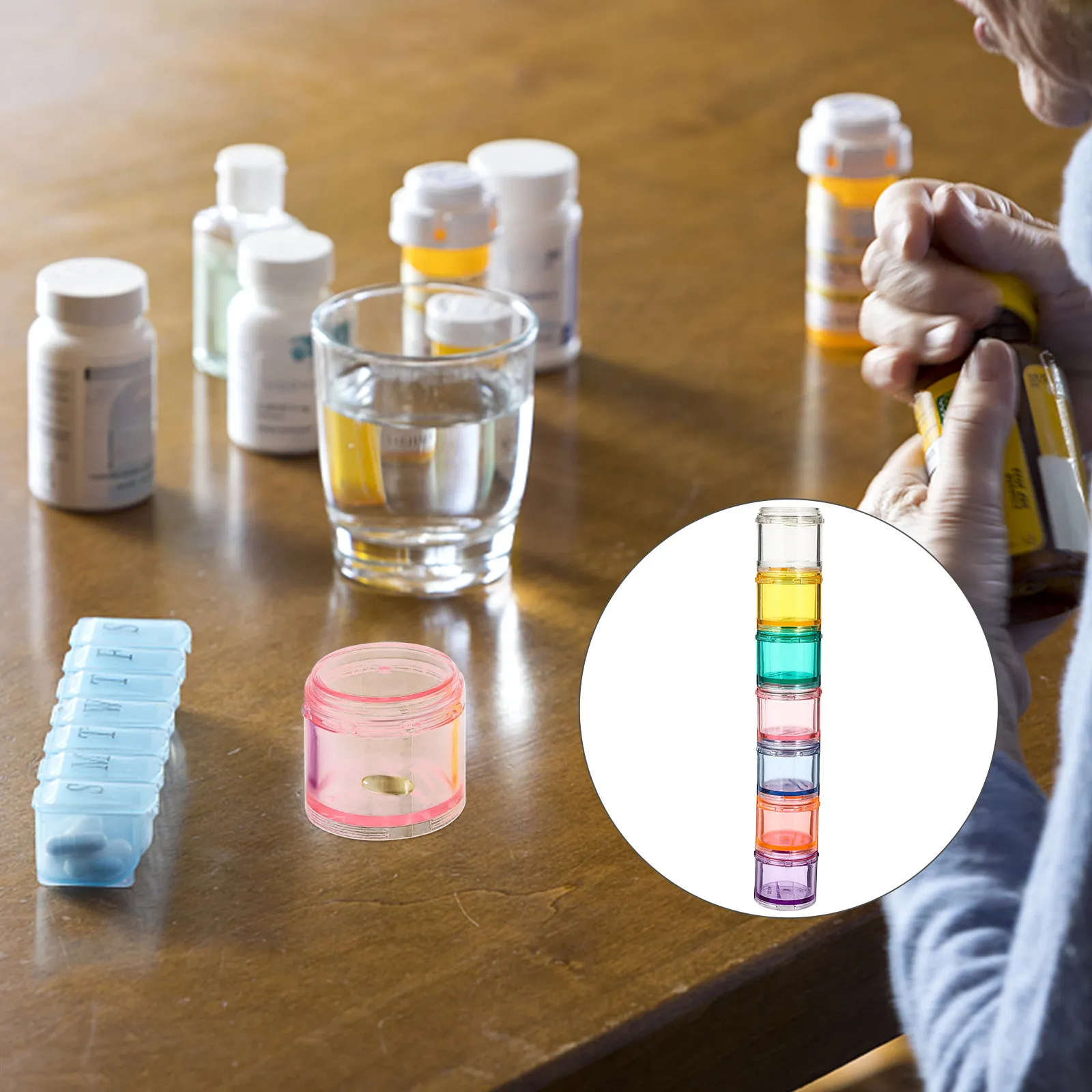 

7 Grid Weekly Pills Organizer Stackable Case Portable Medicine Container Multi-Grid Divided Storage Box Tablets