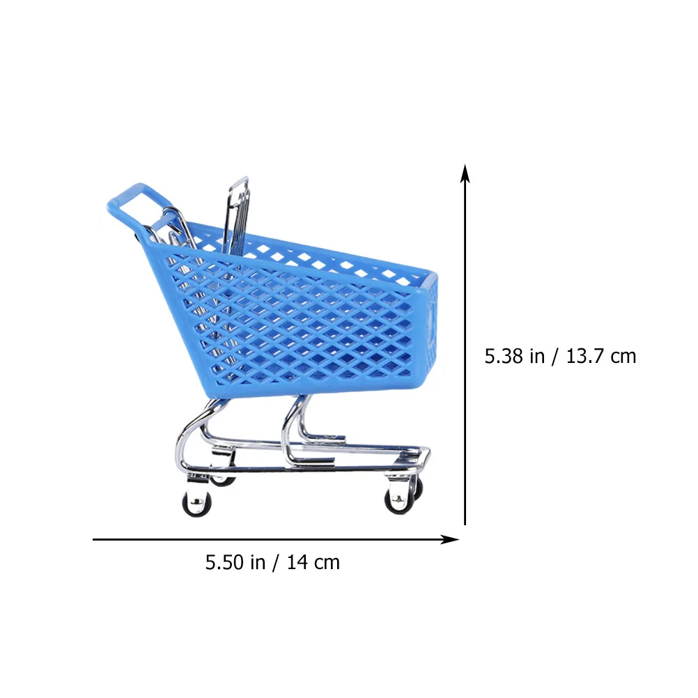 

2pcs Mini Shopping Cart Adornment Creative Storage Basket For Desktop Gadget Organizer Metal Craft Kids Gift Decorative Basket