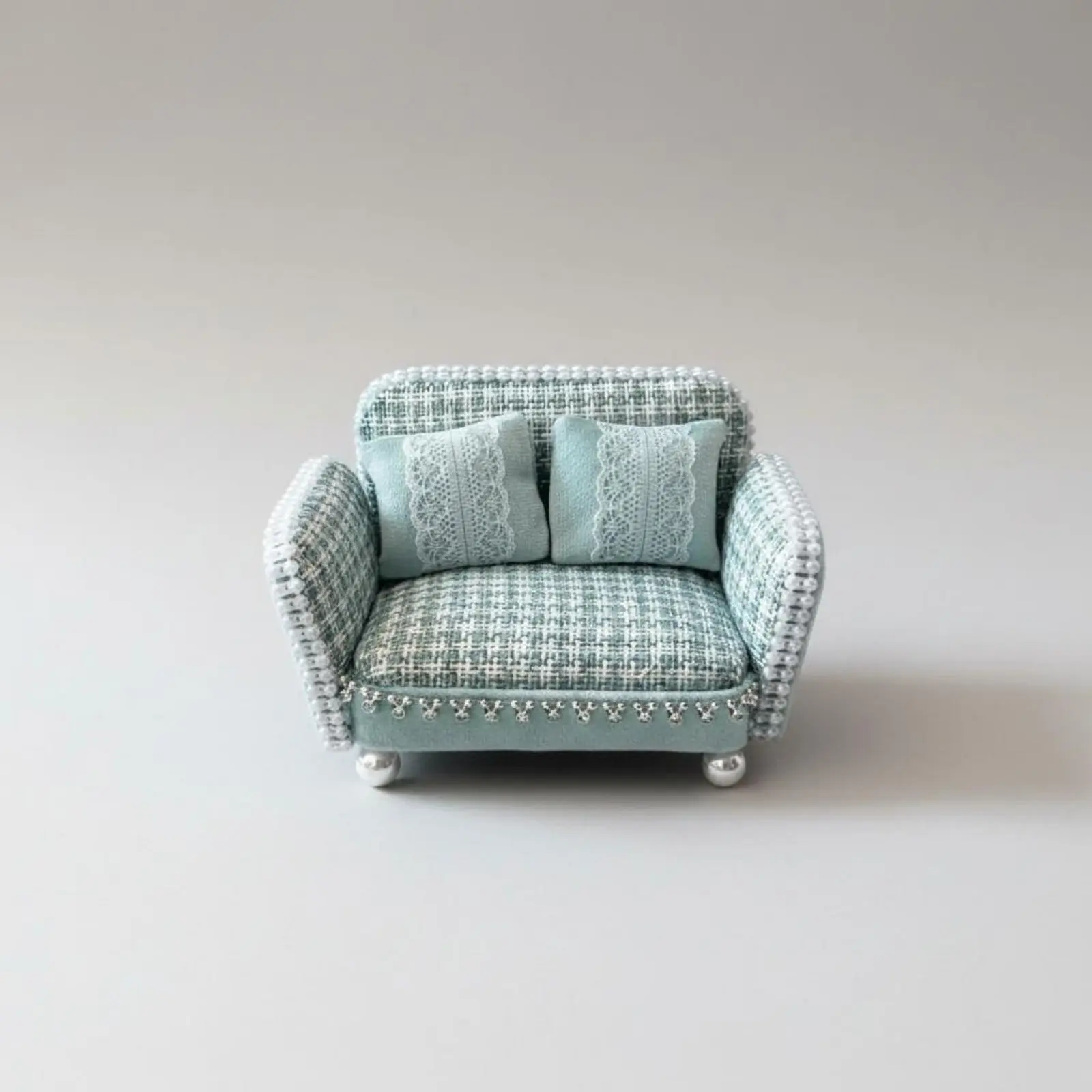 

1:12 Miniature Sofa Set Modern Design 1:12 Dollhouse Couch Set Miniature Double Sofa Realistic Feature Houndstooth Loveseat