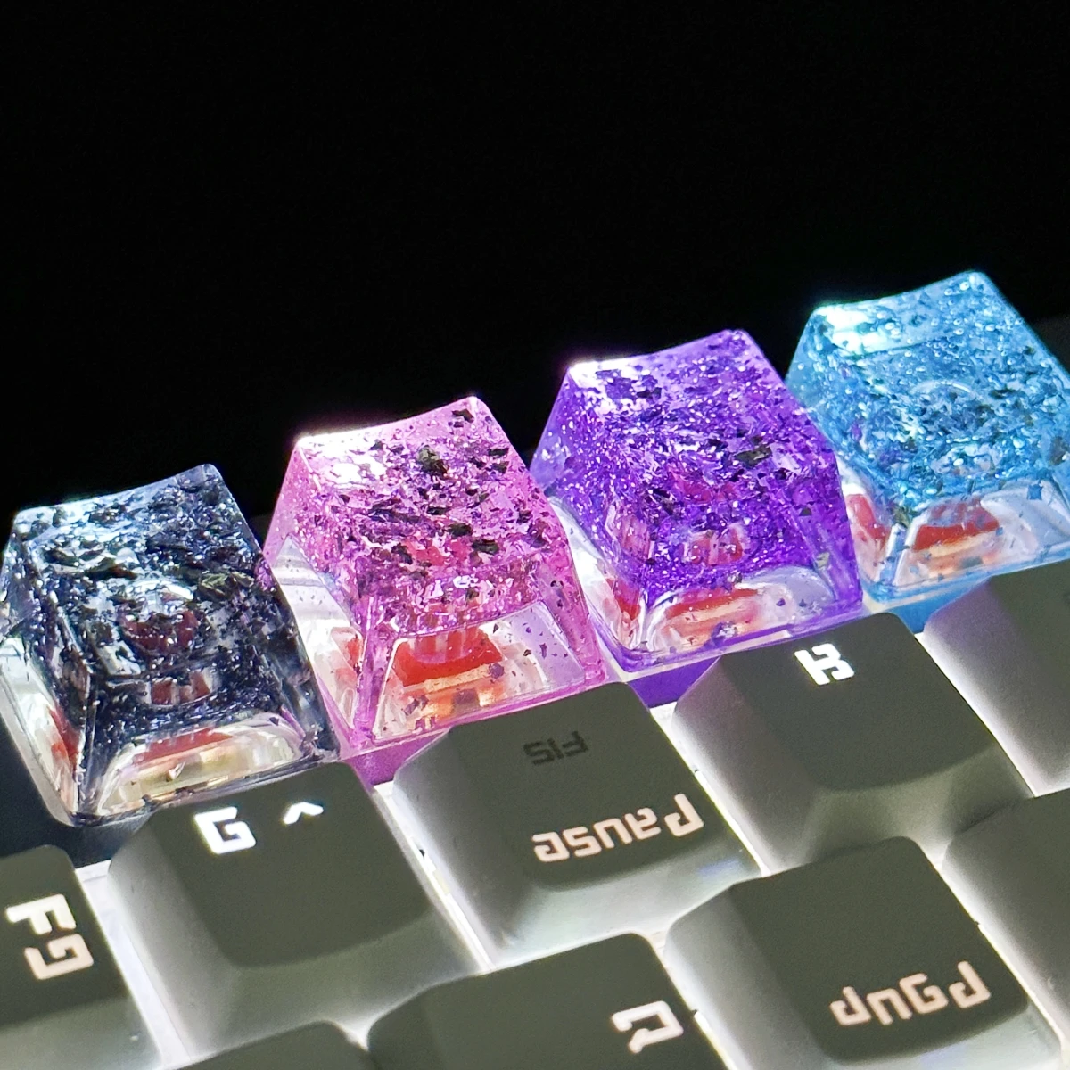 4pcs Resin transparent Gold foil paper keycap personality mechanical keyboard key cap accessories key cap game