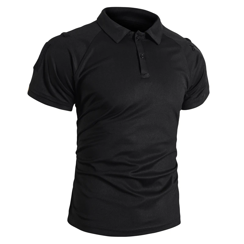 Herren Sommer Pullerover Quick Dry T-Shirt Camping Wandern Klettern Shirt Taktische Militärische Kampf Oansatz Revers T-shirts Atmungsaktiv – Detail 29