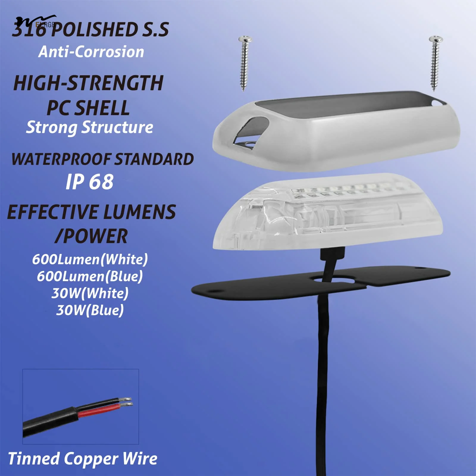 ثنائي اللون 42LED أضواء القارب الذكية IP68 مقاوم للماء ضوء تحت الماء مع زر واحد التحكم مستوى اللون الأزرق الأبيض للبحرية