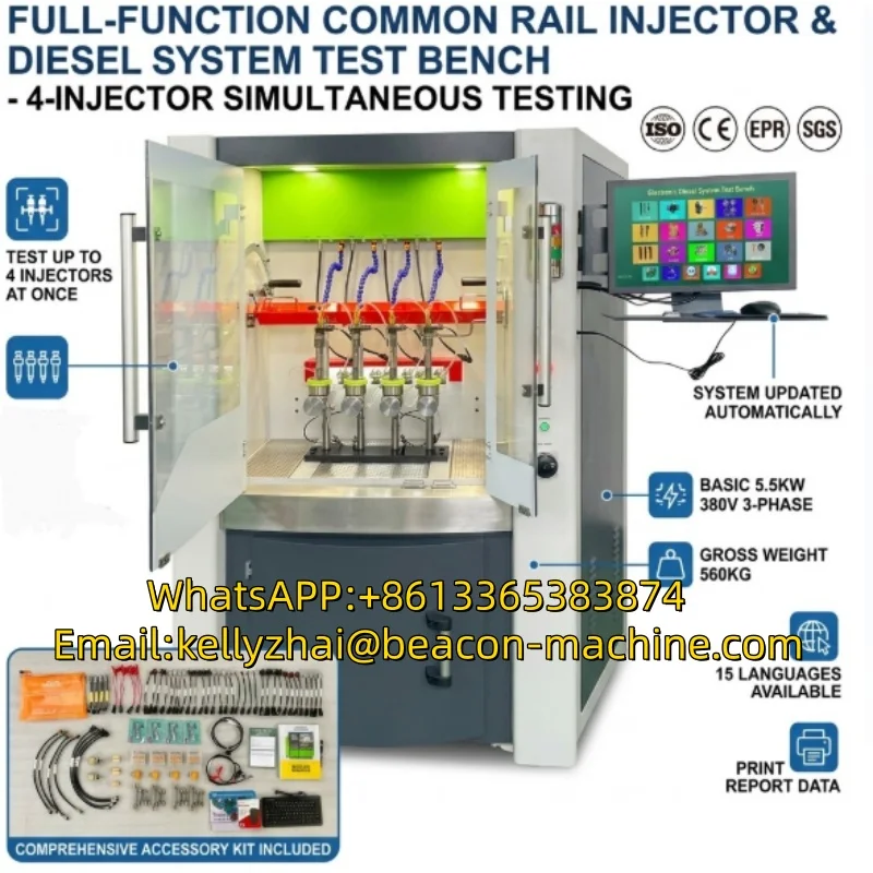 High Precision Common Rail Injector Test Bench for 4-Cylinder Simultaneous Testing