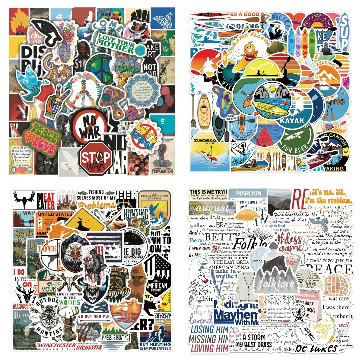 10/30/50PCS New Trendy letter Cartoon Sticker Decoration Notebook Guitar Suitcase Bike Scrapbook Waterproof Sticker Wholesale