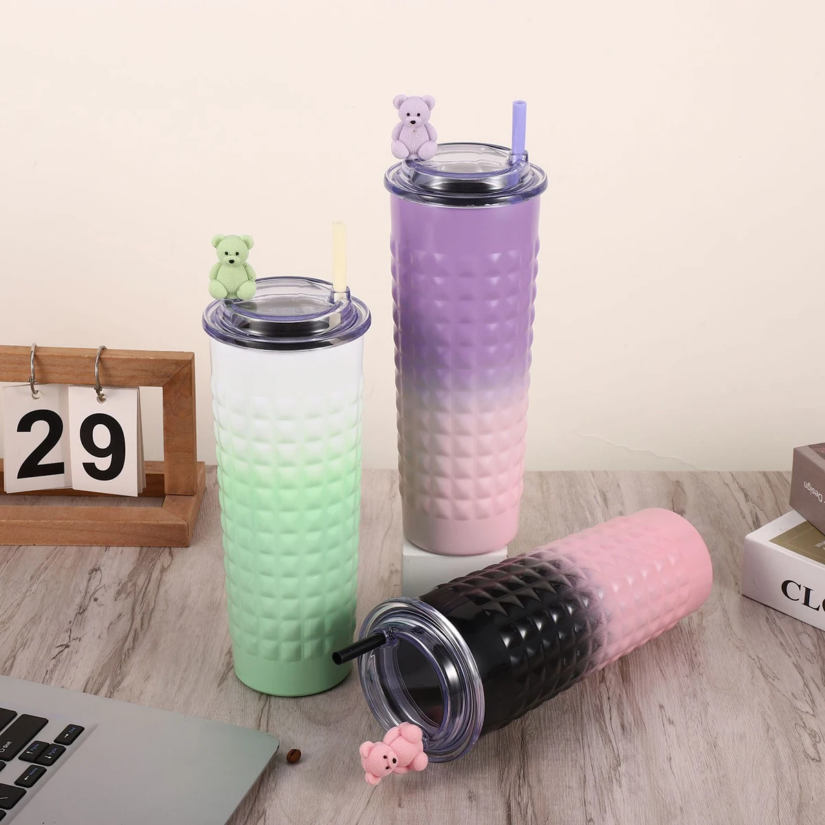 Graduate-level Durian Straw Cup Outdoor Sports Portable Thermos Cup Student Business Gift Fashion Mixed Color New Arrivals