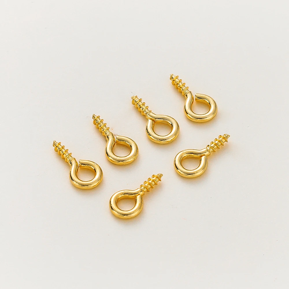 50pcs/lot 14K/18K Gold Plated Silver 8mm 10mm Screw Eye Pins Hooks Pendants Connectors Pins For Necklace Jewelry Accessories