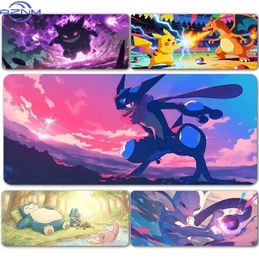 Purple Lightning Ghost Monster Large Gaming Mouse Pad Non-Slip Stitched Edge Desk Mat