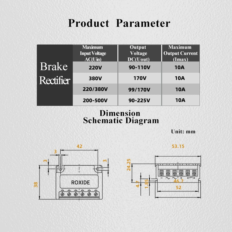 Prostownik uniwersalny 10A AC220V DC90-110V 380V/170V, wyłącznik hamulca silnika, zakres wejściowy 0-500V — zdjęcie produktu 5