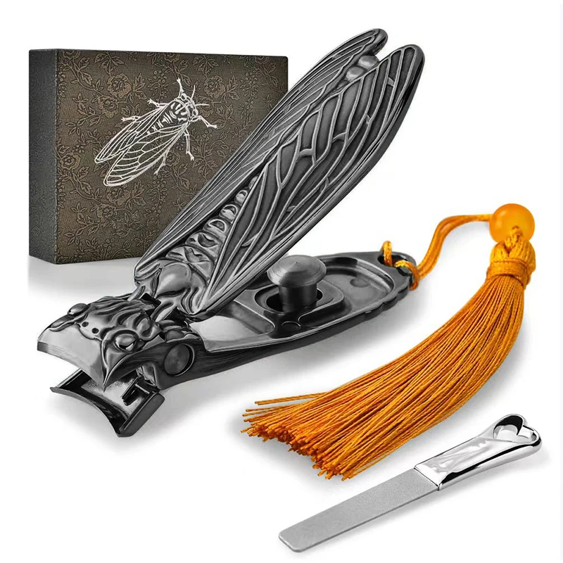 Tagliaunghie a due colori squisiti 2025 Nuovo tipo ricco nella cultura cinese Tagliaunghie biomimetico a forma di cicala Confezione regalo Set regalo