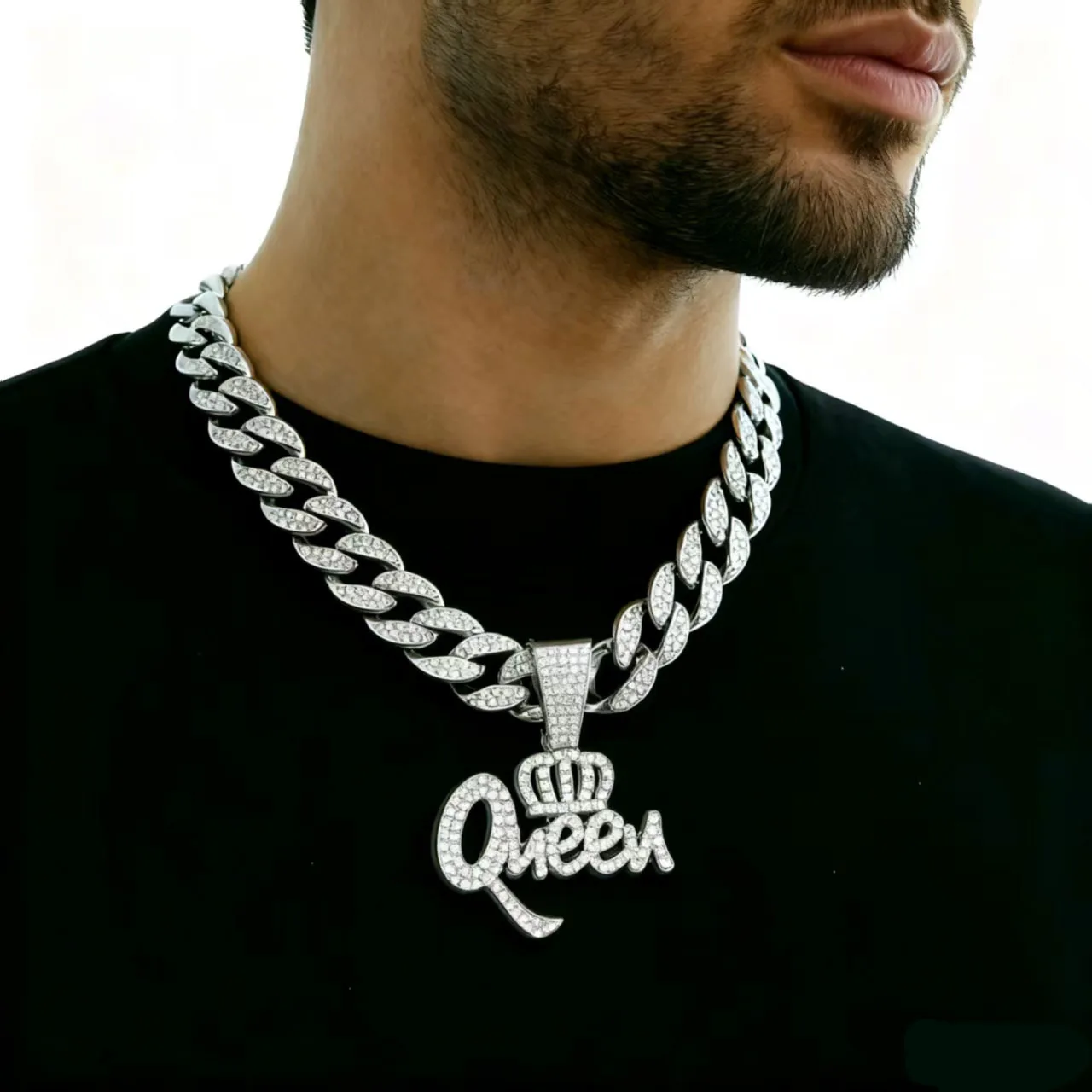 DIY accessories Cross-border temu hot-selling new products European and American hip-hop alloy full diamond crown queen pendant