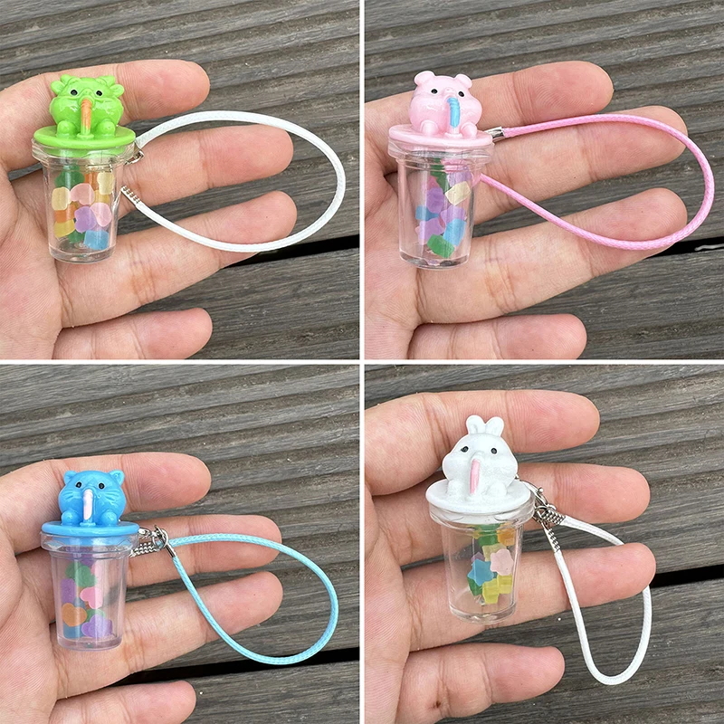 Cartoon Animals Mini Water Cup Model Pendant Cute Kettle Figures Dollhouse Accessories Plush Doll Dress Up Toy Neck Decoration